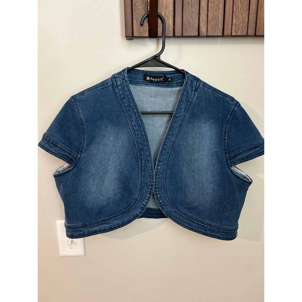 ALLEGRA K Women's Denim Cropped Jean Jacket size XL